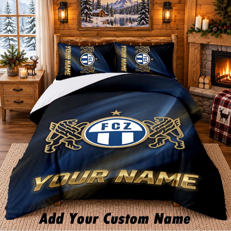 FC Zürich Pattern Bedding 3Pcs Set Custom Name, Bed Sheet And Pillowcases For Home Bedroom