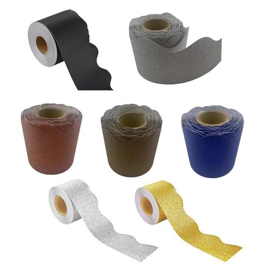 Scalloped Bulletin Board Border Vibrant Color Simple Installation Shiny DIY Decorative Roll Bulletin Board Border