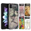 Hard PC Phone Case For Samsung Galaxy Z Flip 7 6 5 4 Black Cover For Galaxy Z Flip 3 Foldable Shockproof Cartoon Girl Fundas Bag