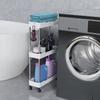 3-Layer / 4-Layer Narrow Side Trolley Storage Rack, Wheel, Floor Seam Storage Rack, Bathroom, Kitchen, Laundry, Storage Cart