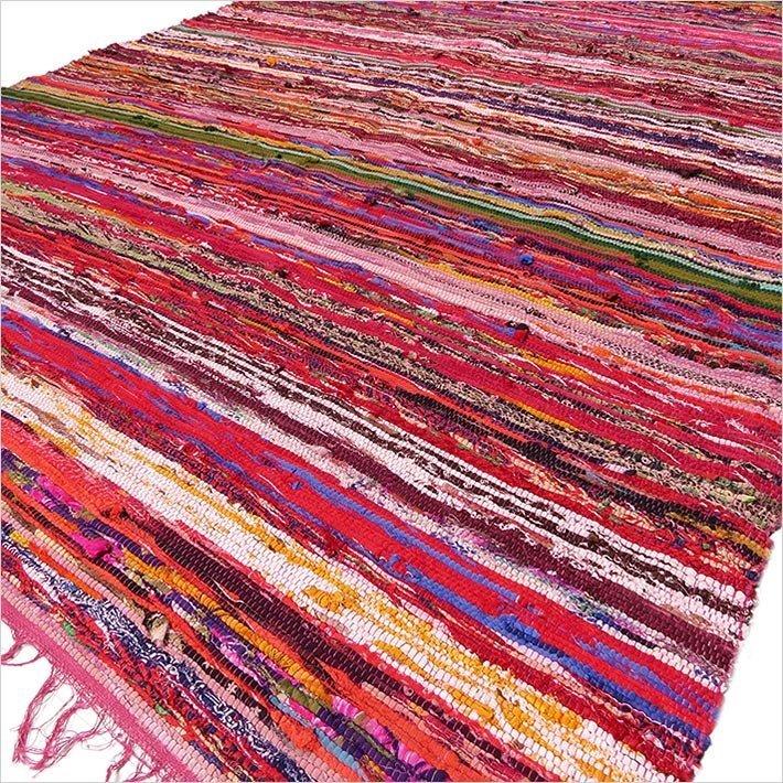 Recycled Cotton Rag Rug Red 150 x 90cm
