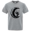 Men's High Quality 100% Cotton Moon Print Casual Summer Cool Short Sleeve Men Tshirt Loose T-shirt Male Tee Shirts Male Tee Tops