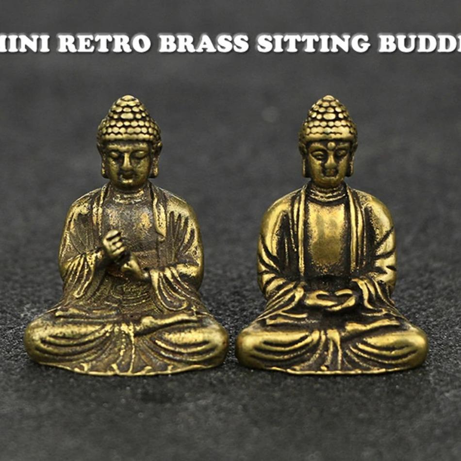 1 Pcs Mini Exquisite Pure Copper Trumpet Home Sakyamuni Car Decoration Bronze Statue of Buddha Home and Office Decorations