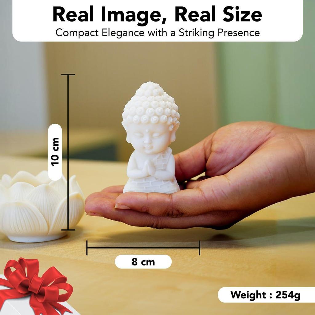 Nostrae Buddha with Lotus Show Pieces for Home Decor Living Room Decor Items | Cute Showpieces Gift Item for Decoration
