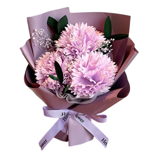

2 Heads Mini Aromatherapy Soap Rose Bouquet Scented Artificial Flower Arrangement for Women Romantic Preserved Floral Gift for Women Mom Wife фіолетовий