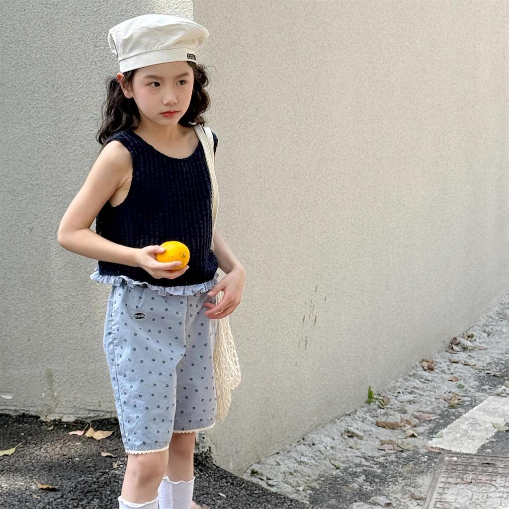 Pantaloncini in Pizzo Blu Stile Coreano Zhili per Bambine
