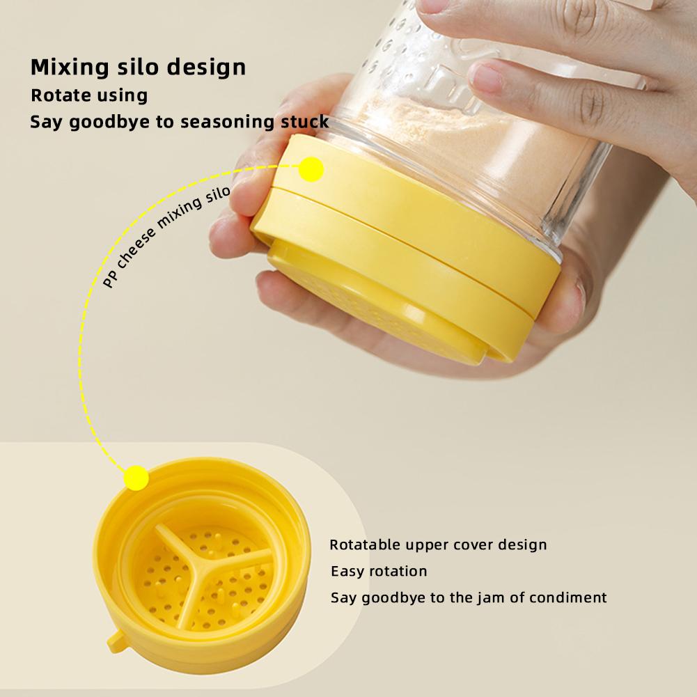 450ML Cheese Glass Dispenser Transparent with Airtight Dust Cover Anti-Clogging Dispenser for Grated Cheese Sugar Matcha Spices