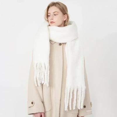 Kobiety Grube Szale Owijają Szalik Zimowy Ciepły Moda Jednolity Kolor Pashmina Szale Długie Chwosty Hidżab Stole Bufanda Mujer