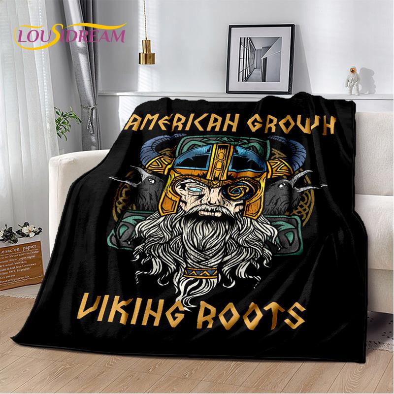Nordic Mythology Viking Odin Valhalla Valknut Flannel Blanket Throw Blanket,Warm Blanket for Living Room Bedroom Beds Sofa Kids