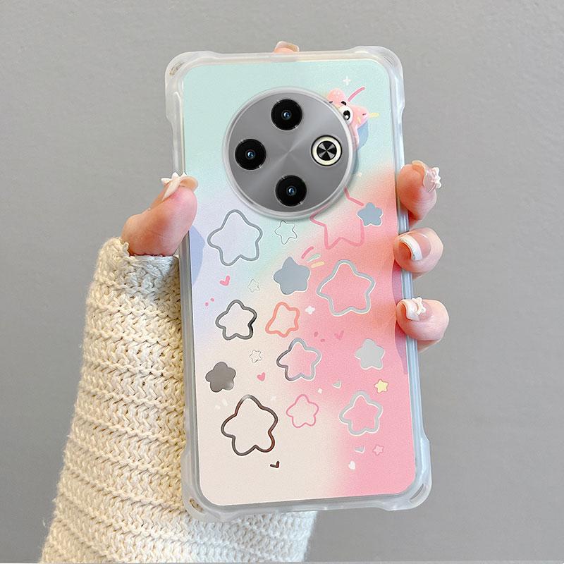 KEYSION Crossbody Strap Phone Case for TECNO Spark 30C Shockproof Cute Cartoon Long Lanyard Mirror Shockproof Cover for Tecno Spark 30C 4G