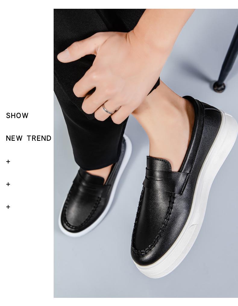 Wiosna 2025 Męskie Oddychające Skórzane Mokasyny w Brytyjskim Stylu - Modne Casualowe Mokasyny dla Młodzieży