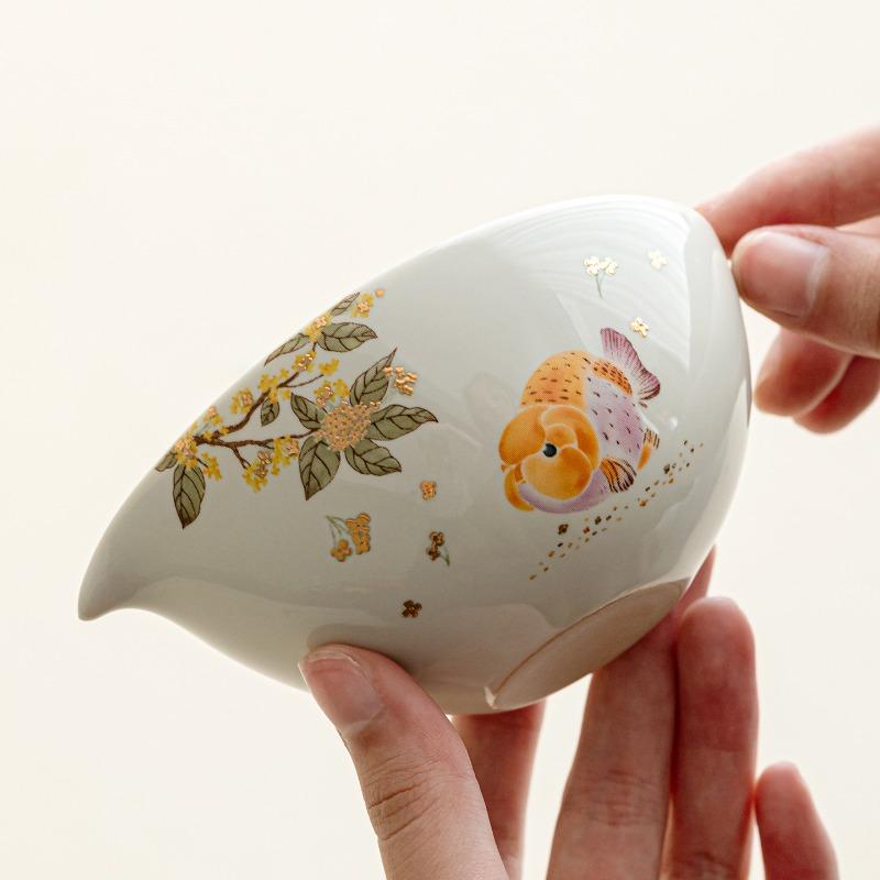 Grass and Wood Ash, Eagle Beak Fair Cup, Ceramic Highvalue Household Uniform Tea Cup, Tea Set, Male Cup Tea Ceremony Accessories