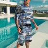 Men's Beach Set Hawaiian T-shirt Vacation Casual Beach Pants Suit Fashion Full Print Tshirt Set Top New Mens Tees Short Two Set