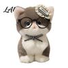 Plush Pendant for Bags Cute Kitten with Glasses And Tie Soft Stuffed Animal Plushie Gift Girls Keychain Backpacks Keys Decorative Hanging