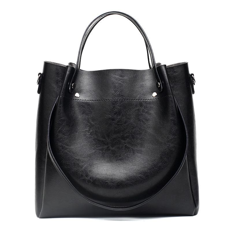 Oily Leather Handbag New Fashion Large Bag Shoulder Bag Messenger Bag Women's Bag