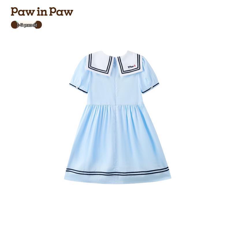 PawinPaw Girls' Cartoon Bear Sailor Collar Dress