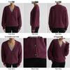 Women's Long-Sleeve V-Neck Cardigan: Solid Color, Single-Breasted, Loose Fit Knit Jacket for Autumn/Winter