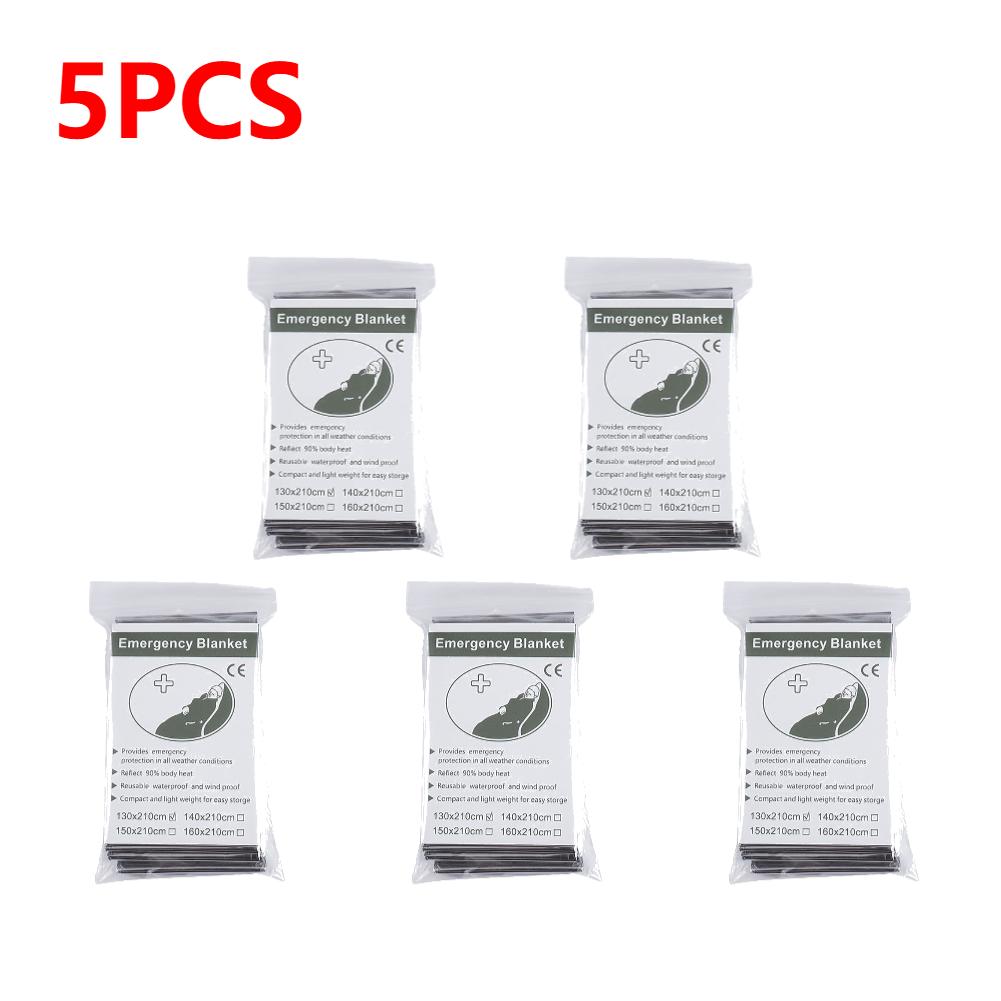 10-1PCS Outdoor Emergency Blanket Camping Foil Thermal Blanket Waterproof Windproof Sunshade Survive First Aid Rescue Blanket