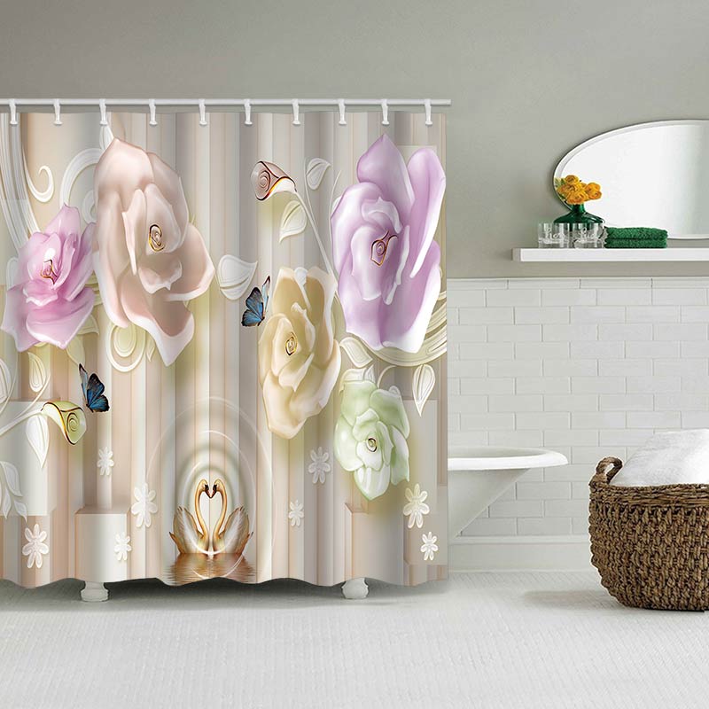 3D Background Bathroom Shower Curtain Animal Waterproof fabric bathroom Curtain With 12 Hooks Sunflower Home Deco Free Ship