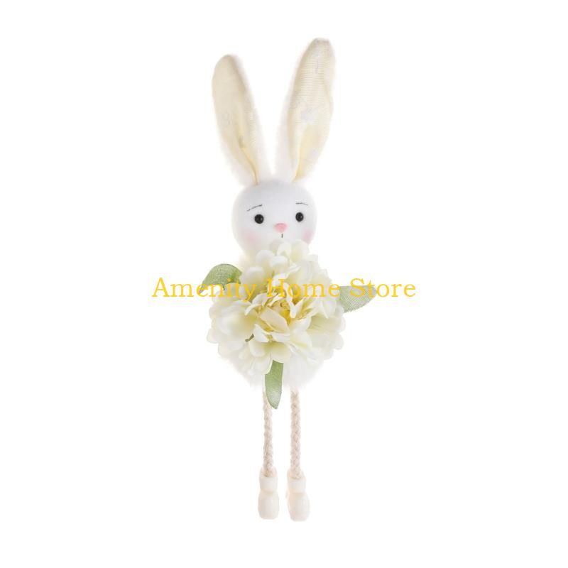 F26C Easter Rabbit Doll Hanging Decoration Polyester Plastic Rabbit Pendant for Door