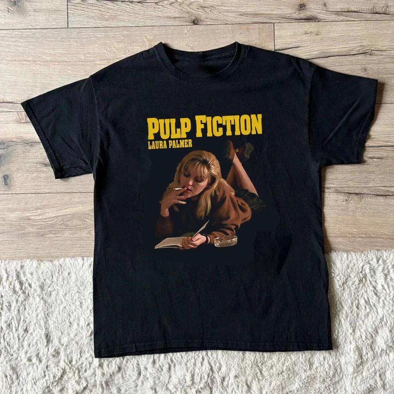 HOT Pulp Fiction Smoking Laura Palmer Twin Peaks unisex t-shirt Unisex T-Shirt M