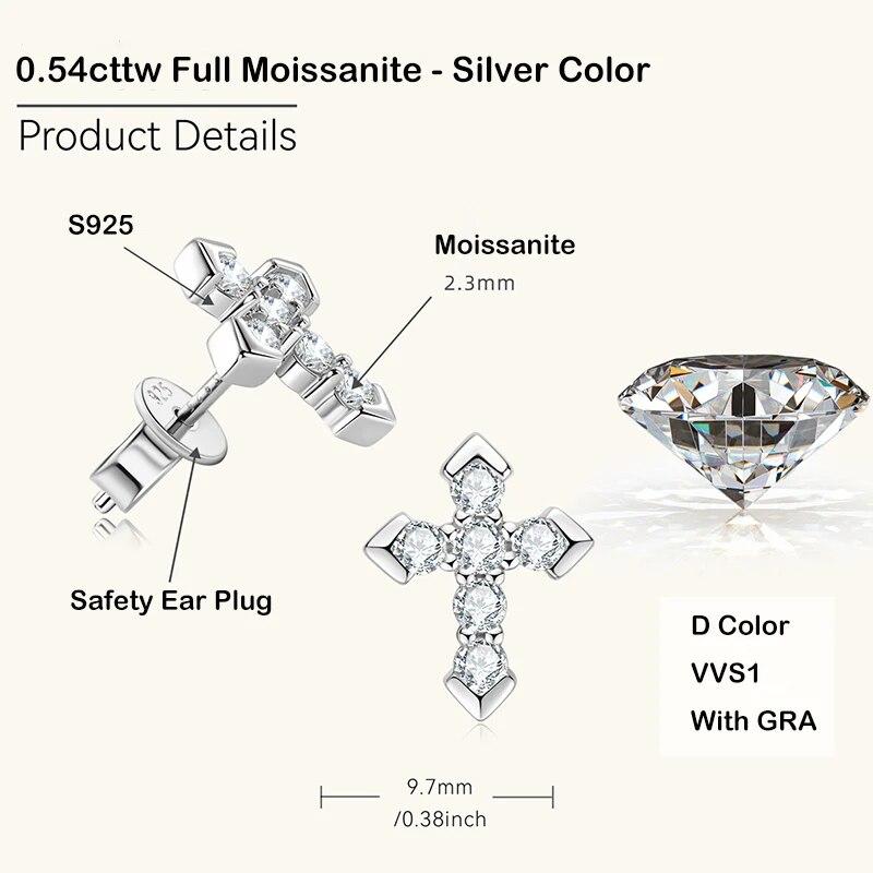 

Женские серьги с муассанитом D цвета 0,54 карата, серьги-гвоздики из стерлингового серебра 925 пробы с бриллиантами 0.54cttw Moissanite