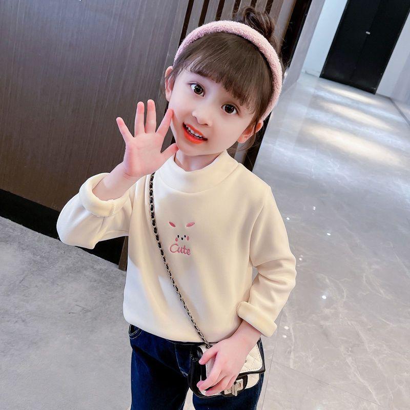 Unisex Fleece-Lined Animal Sweatshirt Base Layer Warm Cozy Children's Outerwear for Autumn Winter Girls Cute Animal Print Tops