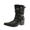 2025 super Feuer kurze Stiefel spitz dicker Absatz Frühling Nieten Stacking Stiefel V-Ausschnitt Western Cowboy Martin Stiefel Damen Britischer Stil