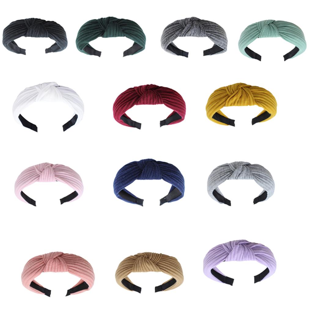 Knotted Headband for Women Fashion Knitted Fabric Hairhoop High Skull Wide Headband for Face Washing and Daily Skincare
