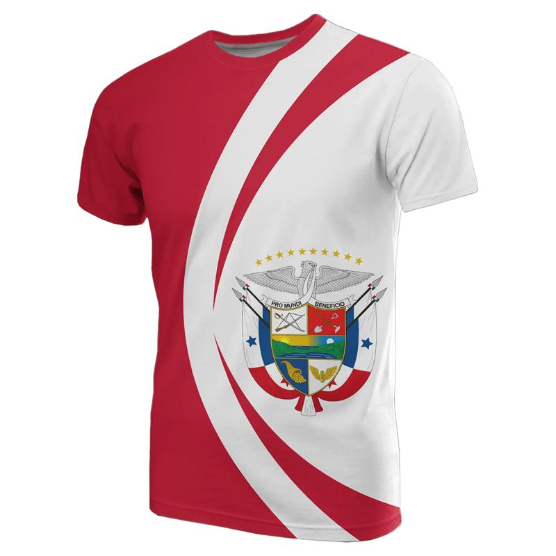 T-shirt alla moda con motivo bandiera di Panama per uomo, maglietta sportiva da palestra, top estivi da strada stampati in 3D a maniche corte casual larghi