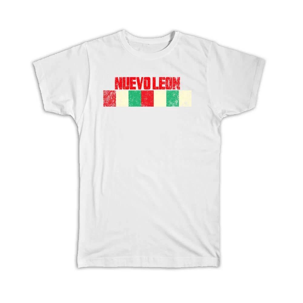 Gift T-Shirt : Nuevo Leon Mexico Distressed Strip Mexican Colors Expat Country 3XL