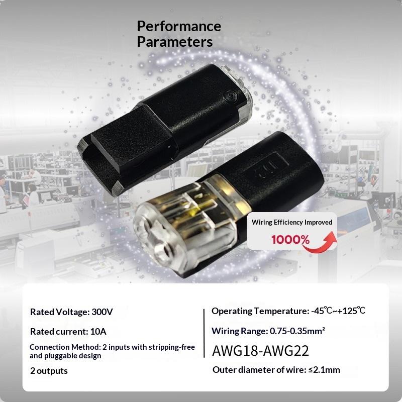20Pcs D2 Pluggable Wire Connector Quick Connect Terminal Block Copper Contact Solderless Low Voltage Led Strip Cable Wire Splice