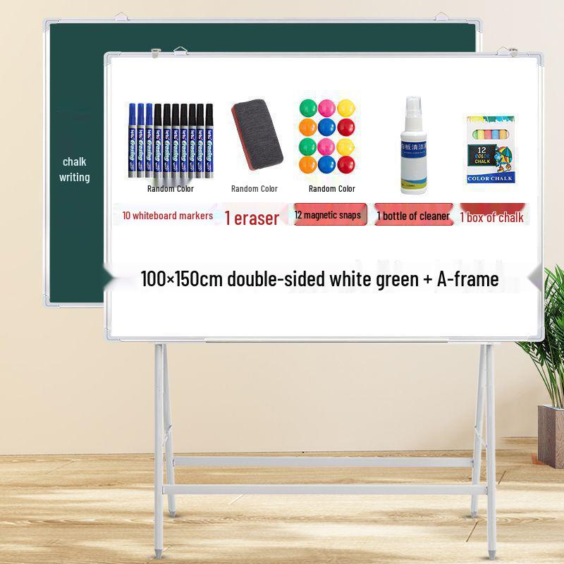 Mobile Double-Sided Magnetic Whiteboard and Chalkboard