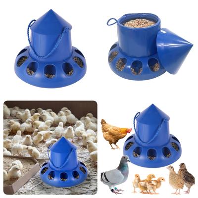 Mangeoire Anti-Éclaboussures pour Poulet 11 Trous Canard Oie Anti-Éclaboussures Nourriture Mangeoire Automatique Caille Pigeon Mangeoire Bleue