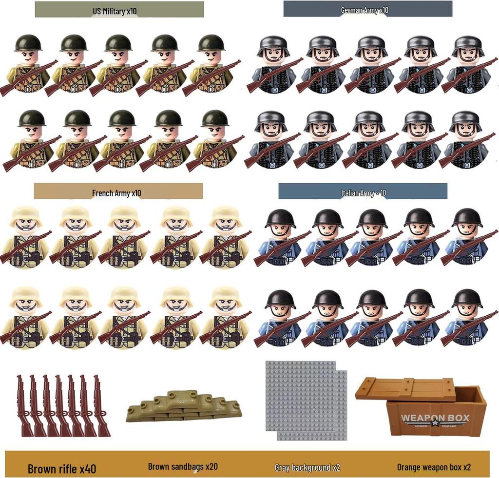 WII Military Figure Building Blocks: Weapons & Soldiers Toy Set for Boys