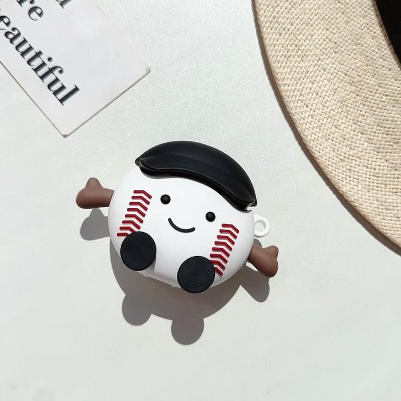 FumaiDe AirPods Pro/Pro 2 Silicone Case with Black Baseball Figure Carabiner