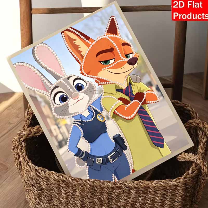 Disney Pearl Painting DIY Zootopia Sparkling Cute Pearl Art Painting Pearl Gem Painting, Home Wall Decoration Crafts