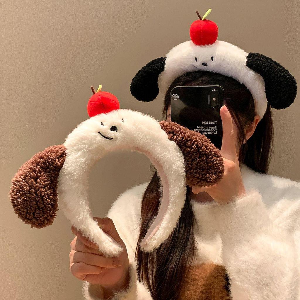 Cartoon Puppy Ears Plush Headband for Women - Autumn/Winter Daily Wear & Face Washing.