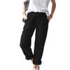 Women New Summer Cotton Linen Pants Solid Color Casual Stretch High-waist Straight-leg Pants