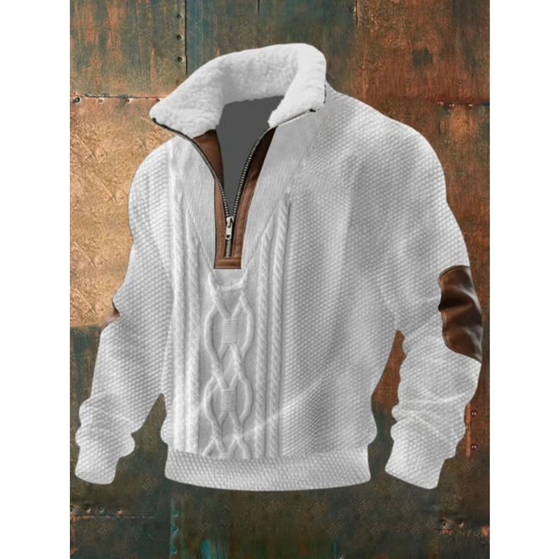 Men S Fleece Lined Pullover Sweatshirt Digital Print Casual Winter Wear