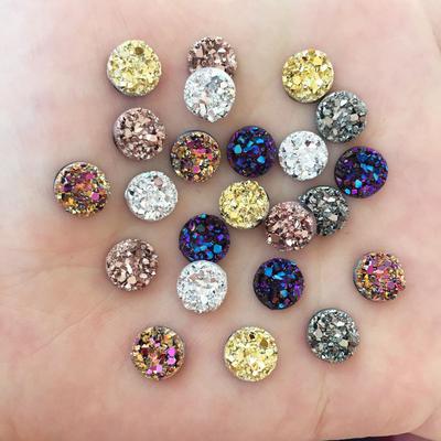 80ks AB Pryskyřice Bling Nepravidelnost Povrch Rudý Krystal 8mm Kulatý plochý štrasový ornament