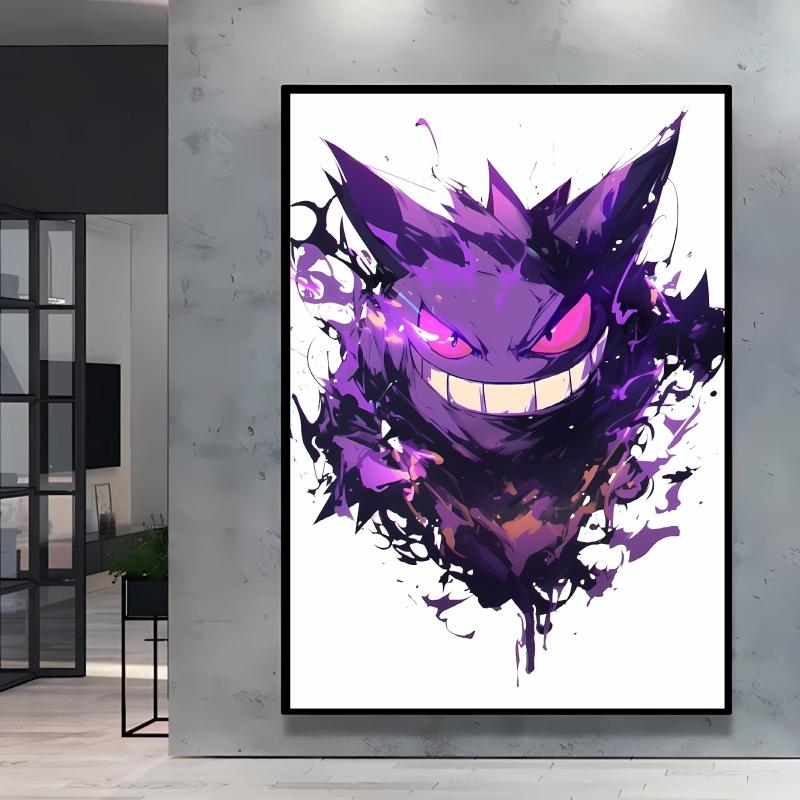 Canvas Artwork Painting Pokemon Gengar Poster Hd Prints Cartoon Character Picture Classic Modern Home Living Room Wall Decor