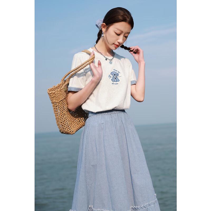 

Women s Plus Size Plaid Bowknot Short Sleeve T-shirt XL