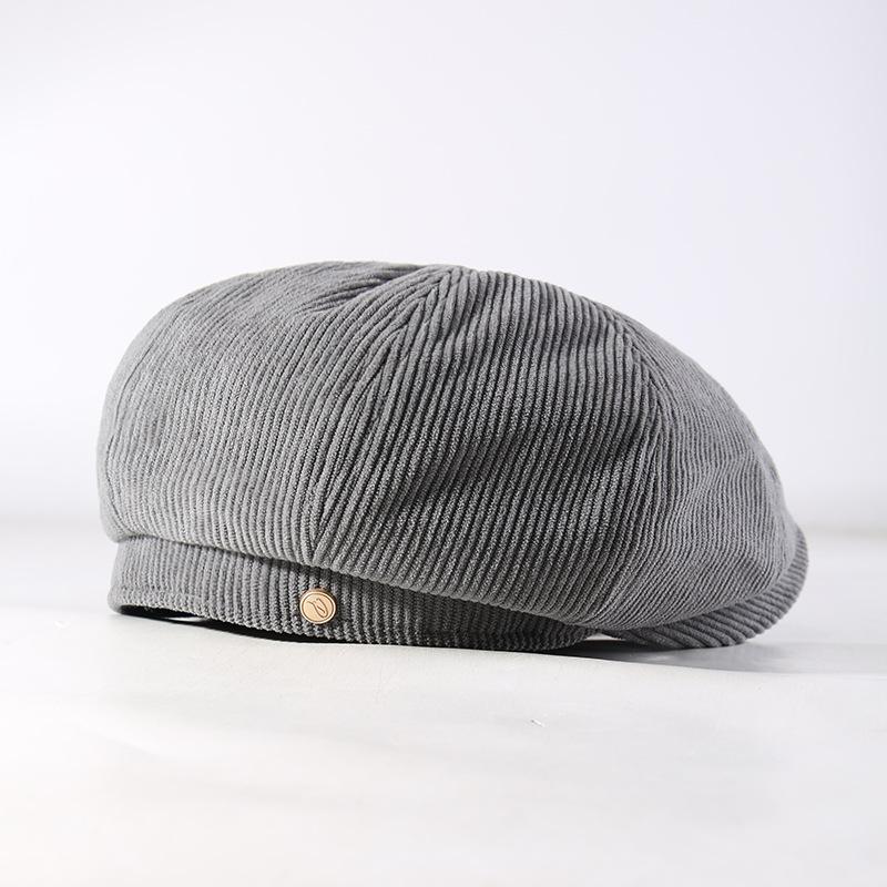 

Autumn and Winter New Corduroy Octagonal Hat for Women British Style Beret Retro All Match Face Showing Small Hat for Men Trendy M（56-58cm）