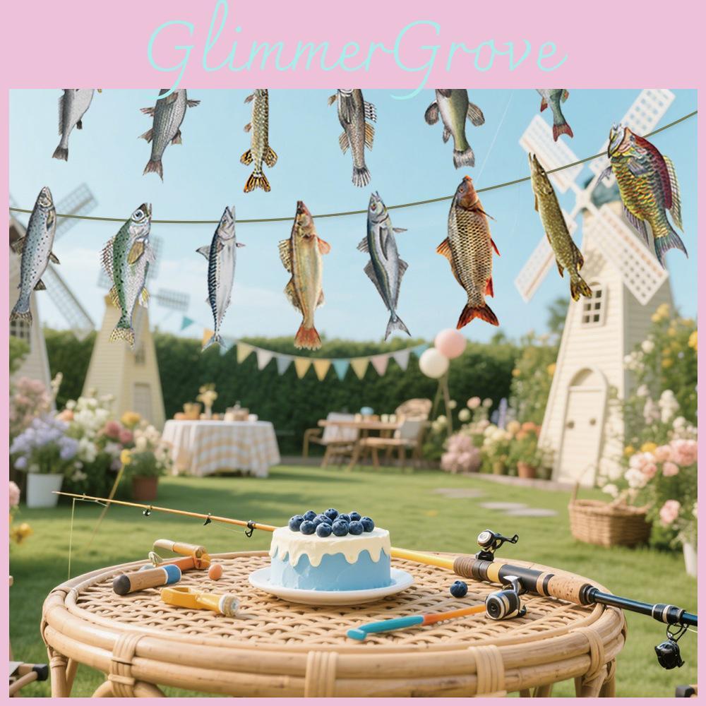Pattern Fishes Creative Paper Banner Fishing Party Scene Decoration Props