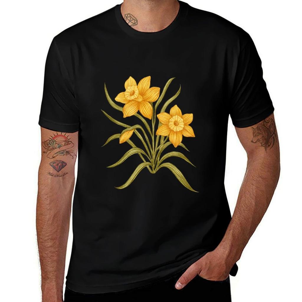 Daffodil Spring Flower Watercolor Hand Painting Tshirt Summer Festival Tshirt