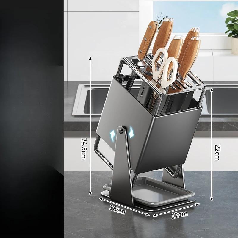 

Stainless Steel Rotary Tool Holder Household Kitchen Countertop Shelf Tool Supplies Storage Holder Tool Holder Finishing Holder Rotatable сірий