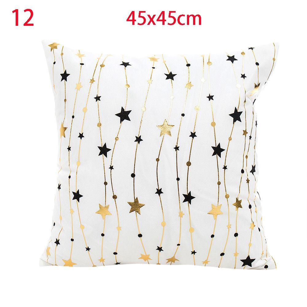 

Hot Bronzing Soft Sofa Waist Square Pillowcase Cushion Cover Gold Print Merry Christmas 12