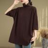 Pullovers Tops Women Long Sleeves Blouse Oversized Half Turtleneck Loose Long Sleeve Shirt Slim Pullover Tops