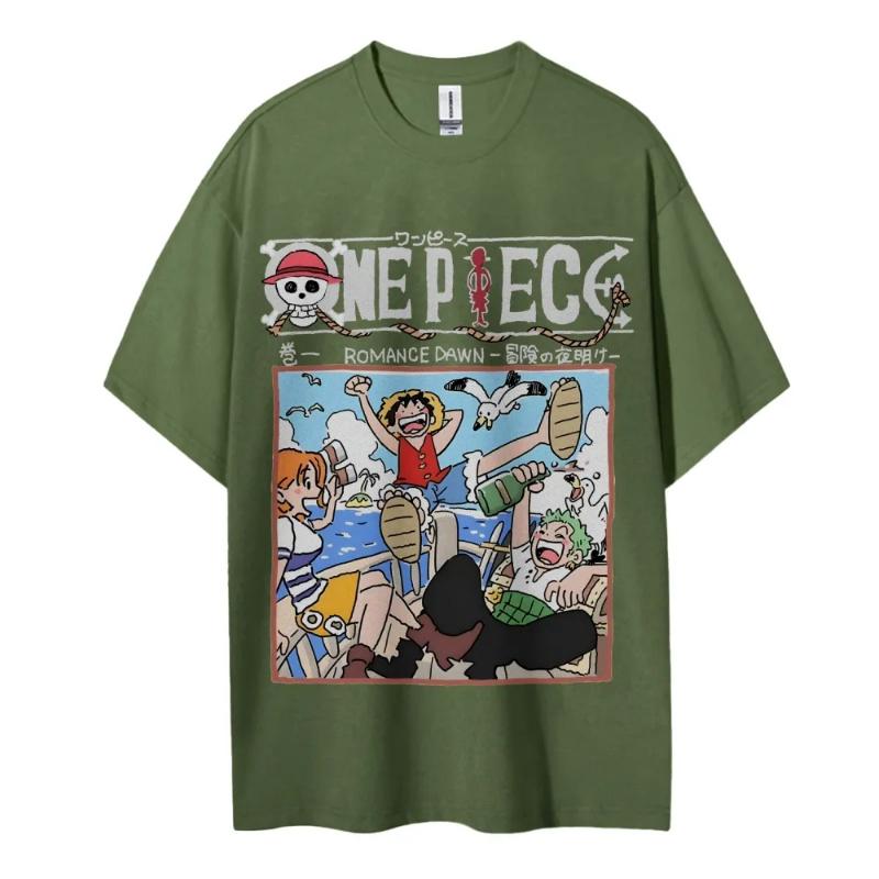 ONE PIECE Peripheral Products Men's 2025 Summer Casual Oversized Tee Breathable Cotton Daily Lounging and Comic Themed Parties